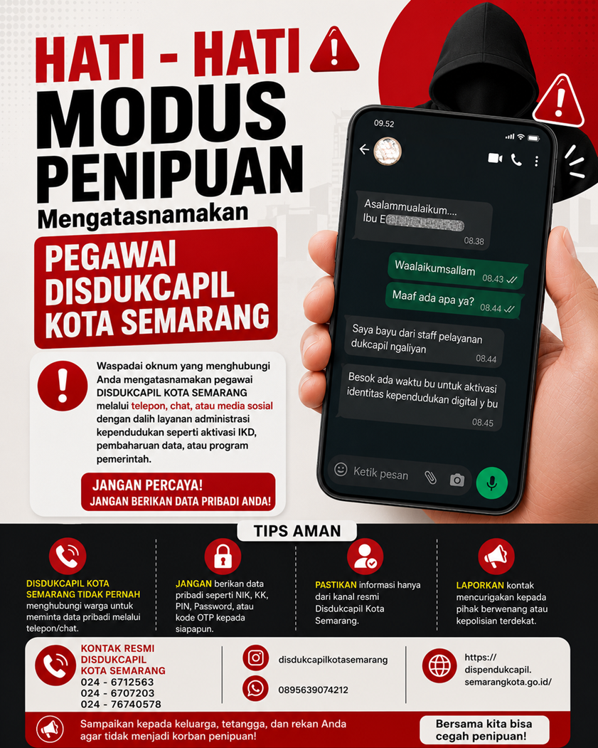 HATI – HATI MODUS PENIPUAN ,JANGAN TERTIPU OKNUM MENGATASNAMAKAN PEGAWAI DISDUKCAPIL