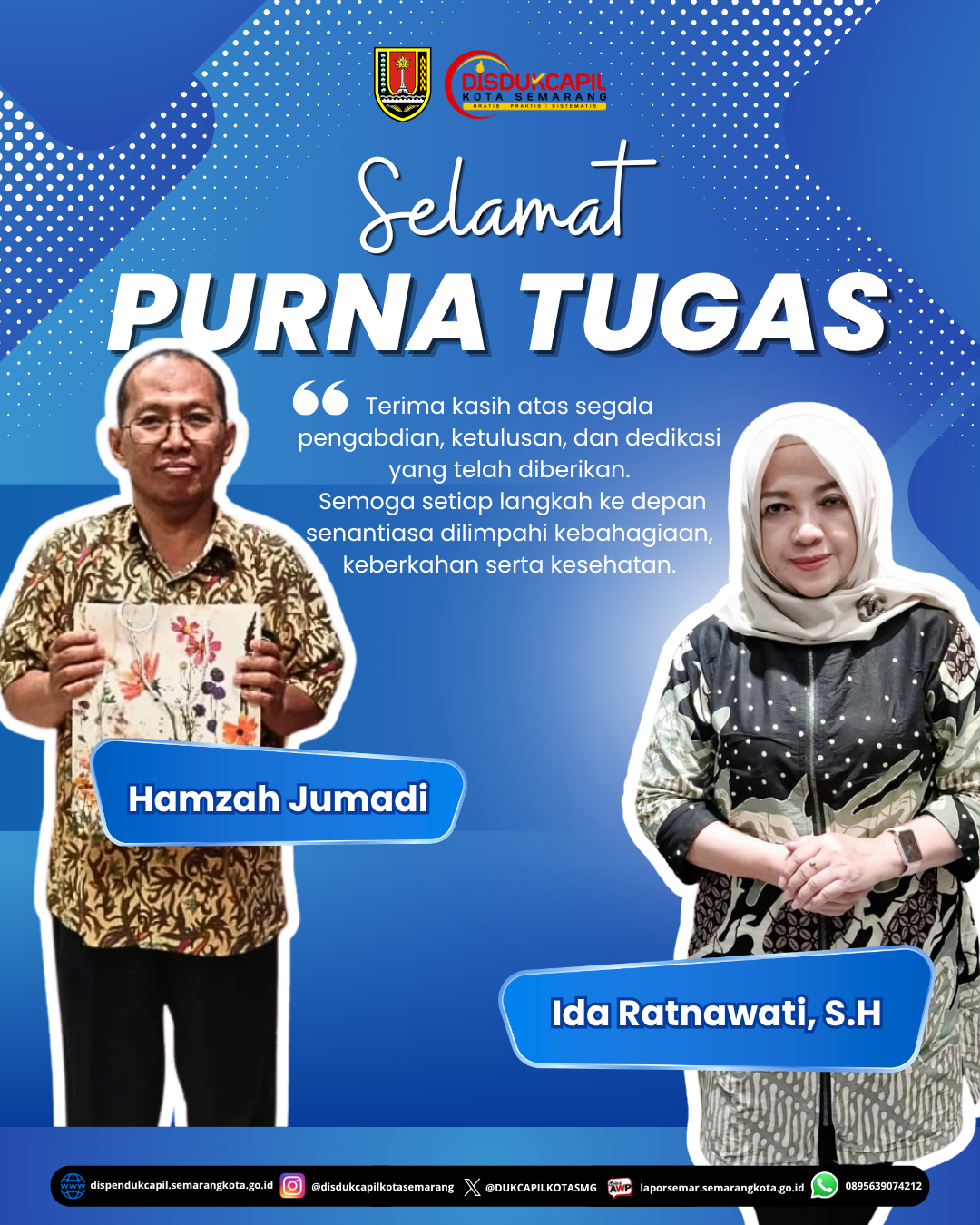 SELAMAT MENJALANI PURNA TUGAS BAPAK HAMZAH DAN IBU IDA