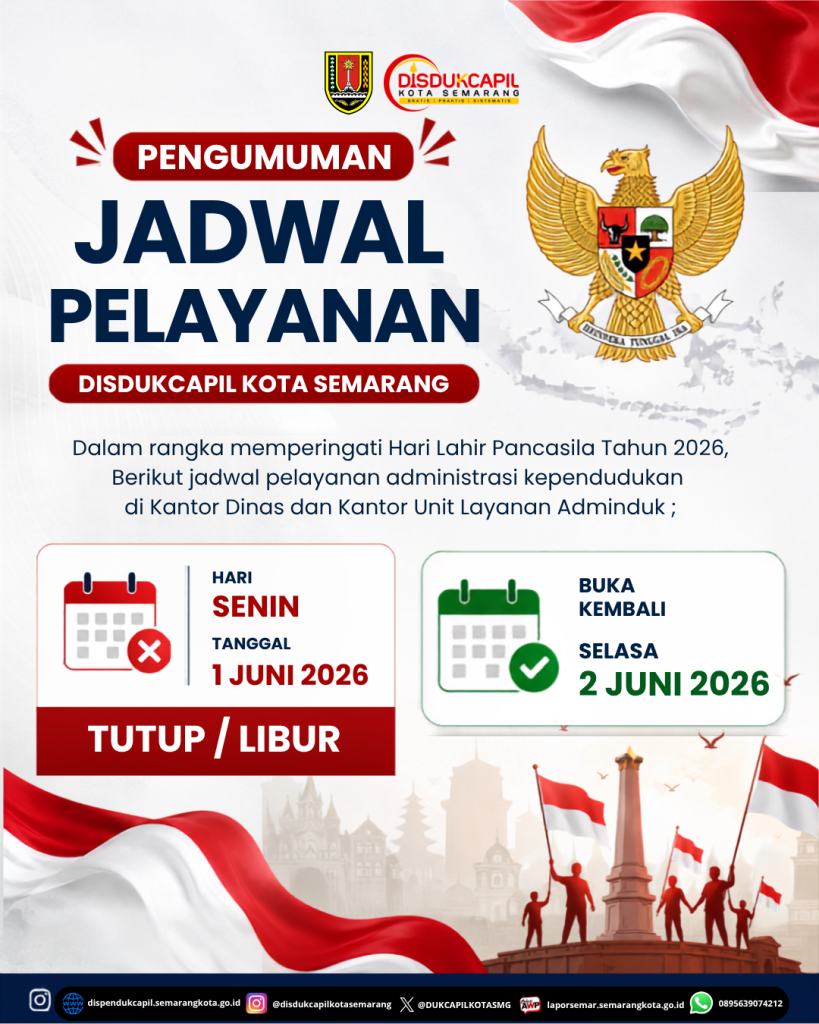 JADWAL PELAYANAN LIBUR – HARI LAHIR PANCASILA TAHUN 2026
