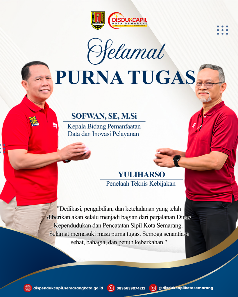 DISDUKCAPIL KOTA SEMARANG MELEPAS DUA PEGAWAI MEMASUKI MASA PURNA TUGAS
